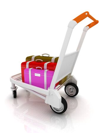 Trolley for luggage at the airport and luggageの写真素材