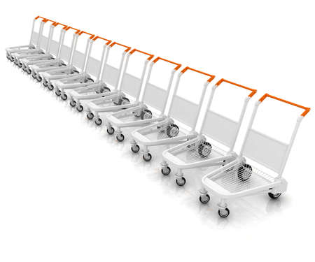 Trolleys for luggages at the airport の写真素材