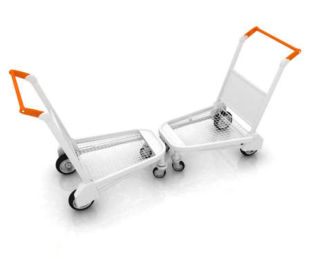 Trolleys for luggages at the airportの写真素材