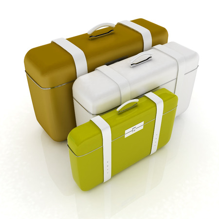 travel bags on white の写真素材