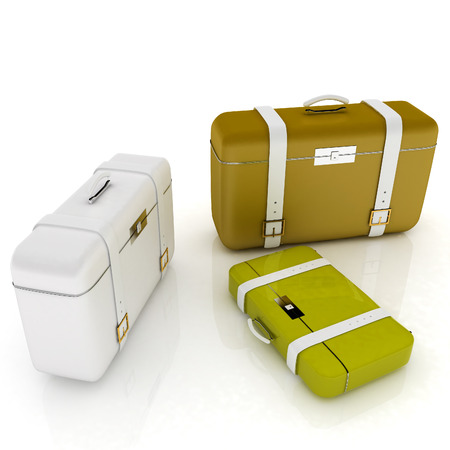 travel bags on white の写真素材