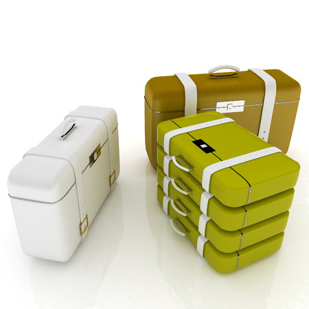 travel bags on white の写真素材