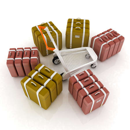 Trolley for luggage at the airport and luggageの写真素材