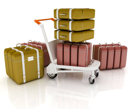 Trolley for luggage at the airport and luggageの写真素材