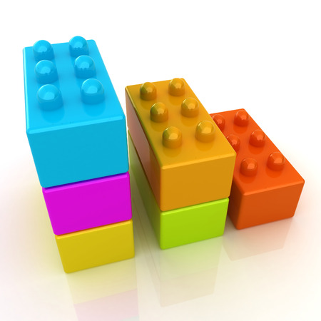 Building blocks efficiency concept on white の写真素材