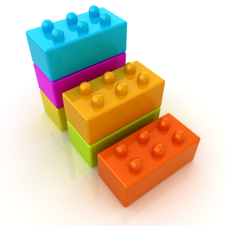 Building blocks efficiency concept on white の写真素材