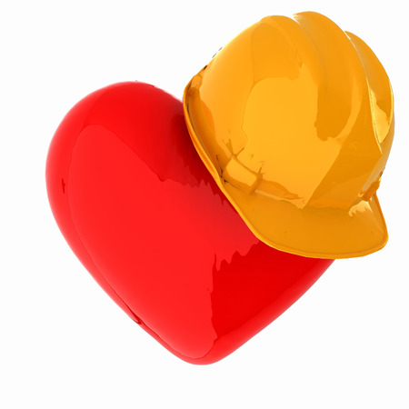 hard hat on heartの写真素材