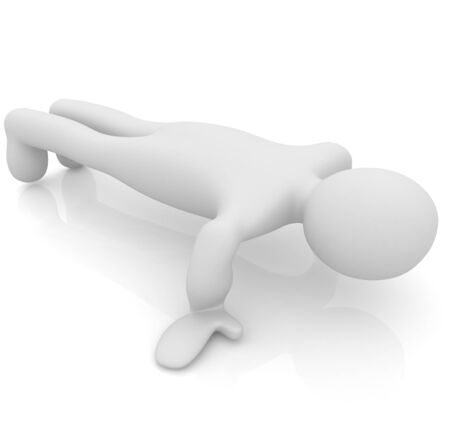 3d man isolated on white. Series: morning exercises - making push upsの写真素材