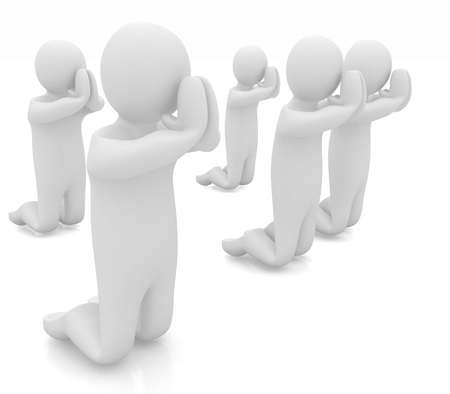 3d mans on his knees. Christian prayer conceptの写真素材