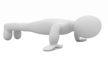 3d man isolated on white. Series: morning exercises - making push upsの写真素材