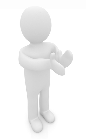 3d man isolated on white. Series: human emotions - clappingの写真素材