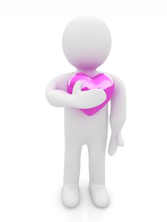 3d man holding his hand to his heart. Concept: "From the heart"の写真素材