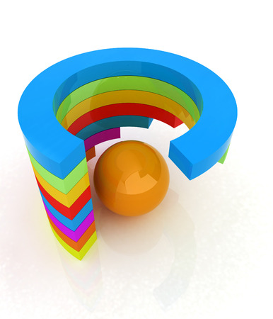 Abstract colorful structure with ball in the center の写真素材