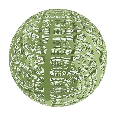 Arabic abstract glossy dark green geometric sphereの写真素材