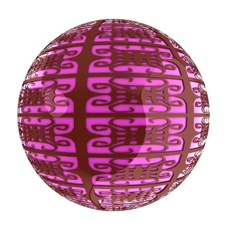 Arabic abstract glossy dark red geometric sphere and pink sphere insideの写真素材