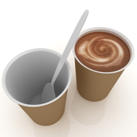 Coffe in fast-food disposable tablewareの写真素材