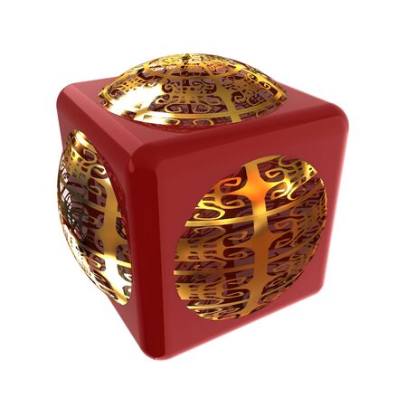 Sphere in a cube 3d design elementの写真素材