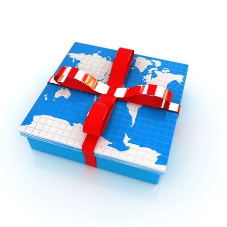 earth for gift on a white backgroundの写真素材