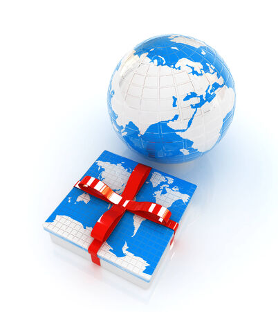 earth for gift on a white background の写真素材