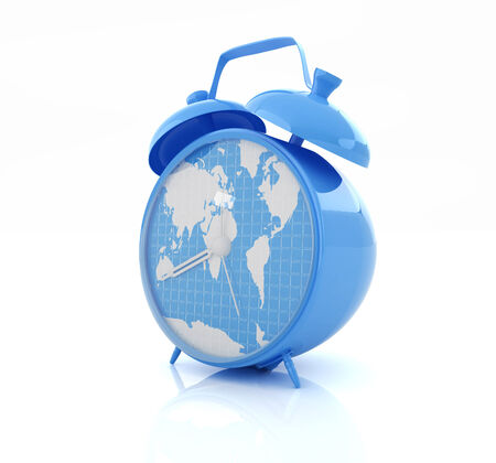 Clock of world mapの写真素材