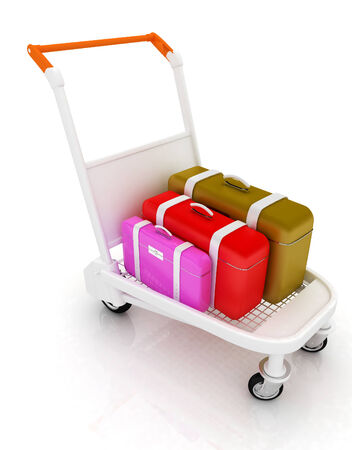 Trolley for luggage at the airport and luggageの写真素材
