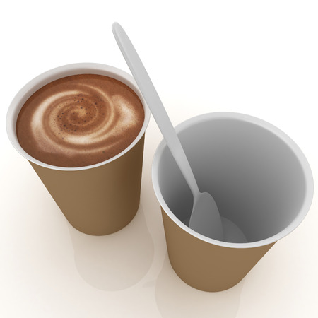 Coffe in fast-food disposable tablewareの写真素材
