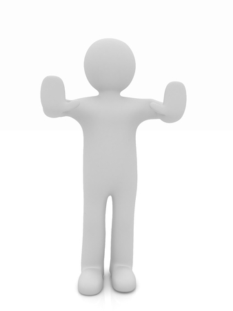 3d man. Ban, veto, warning concept - making stop gesture の写真素材