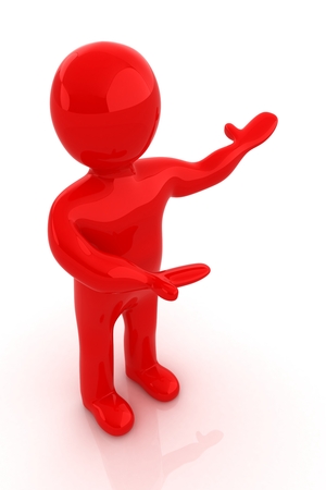 3d people - man, person presenting - pointing. の写真素材