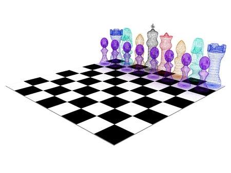Chessboard with chess piecesの写真素材