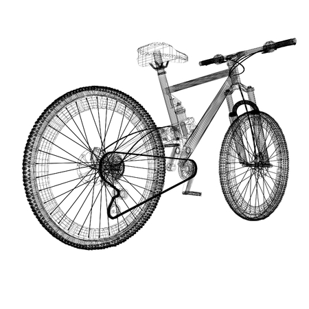 bicycle as a 3d wire frame object isolatedの写真素材