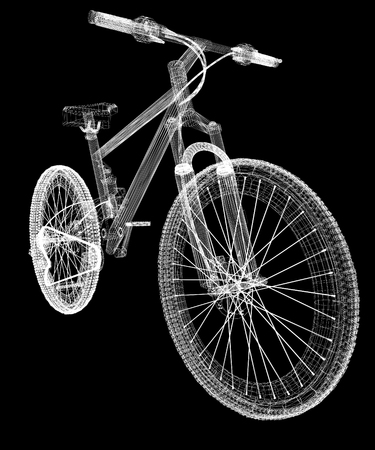 bicycle as a 3d wire frame object isolatedの写真素材