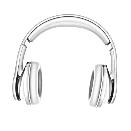 Headphones Isolated on White Background. Pencil drawing の写真素材