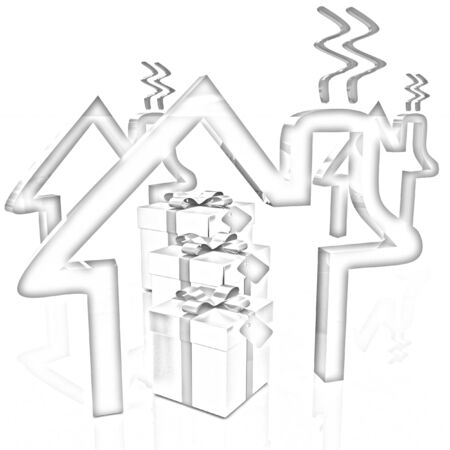 House icons and gifts. Pencil drawing の写真素材
