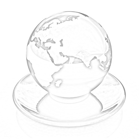 Globe on a saucer on a white background. Pencil drawing の写真素材