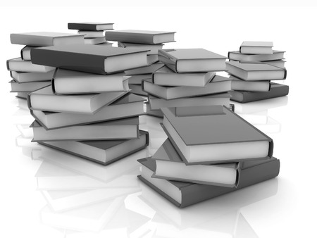 colorful real books on a white backgroundの写真素材