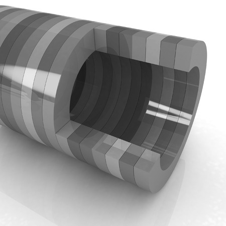 3d colorful abstract cut pipe on a white backgroundの写真素材