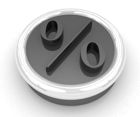 Discount button with percent symbol on a white backgroundの写真素材