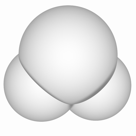 3d illustration of a water molecule isolated on white backgroundの写真素材