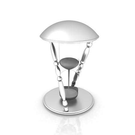 Transparent hourglass isolated on white background. Sand clock icon 3d illustration. の写真素材