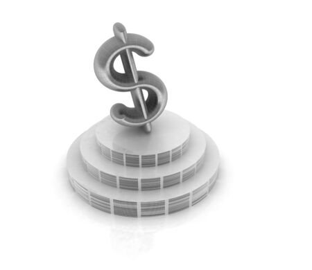 icon dollar sign on podium on a white background の写真素材