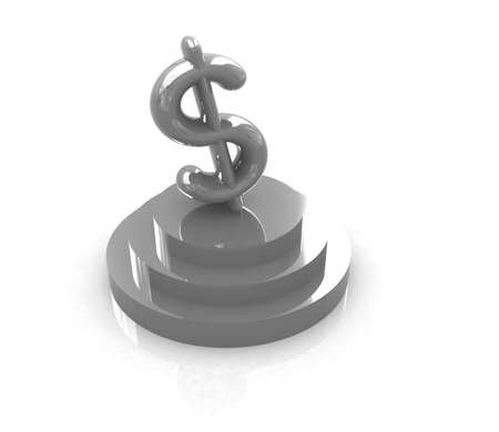 icon dollar sign on podium on a white background の写真素材