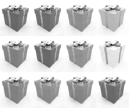 Bright christmas gifts on a white background の写真素材
