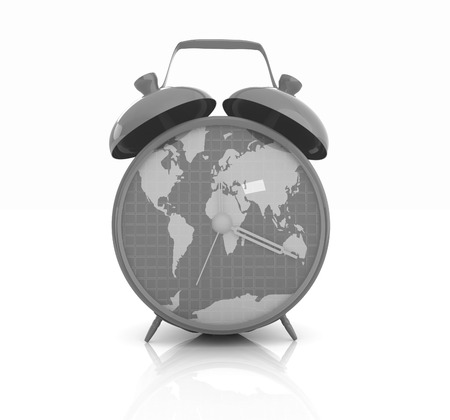 Clock of world mapの写真素材