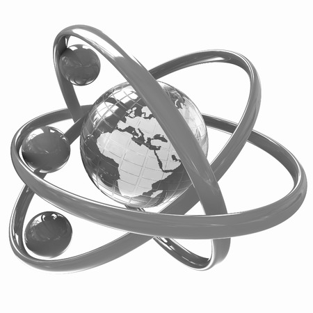 3d atom isolated on white background. Global conceptの写真素材