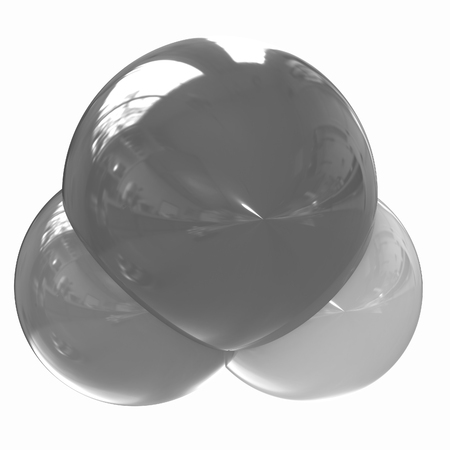 3d illustration of a water molecule isolated on white backgroundの写真素材