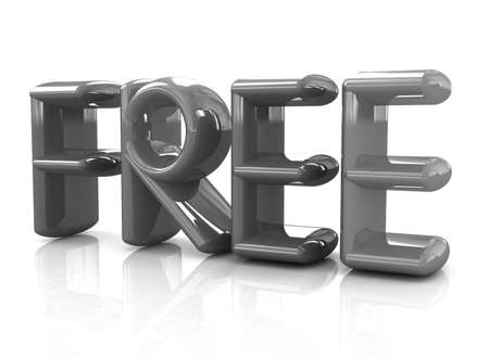 3d colorfull text " FREE" isolated on mirror floor の写真素材