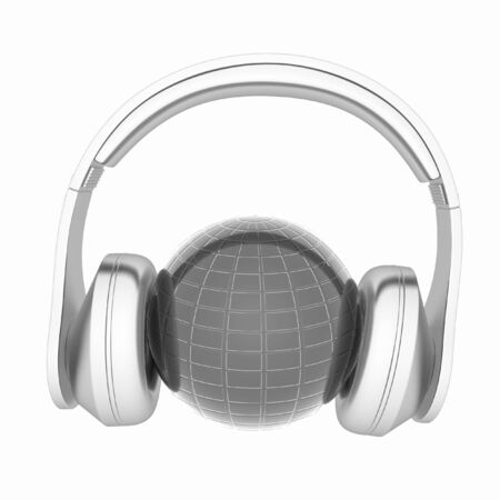 abstract 3d illustration of earth listening music の写真素材