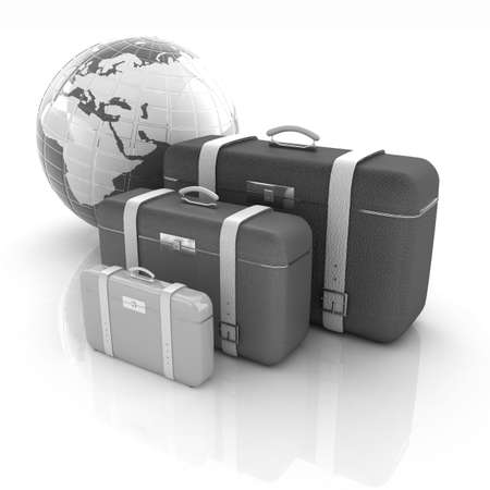 Traveler's suitcases. Family travel conceptの写真素材
