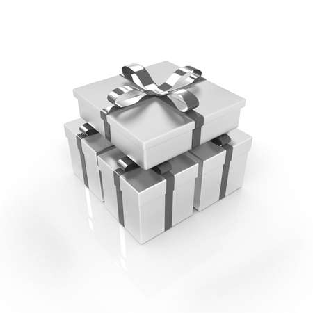 Gifts with ribbon on a white backgroundの写真素材