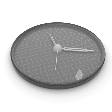 3d illustration of glossy alarm clock against white background の写真素材